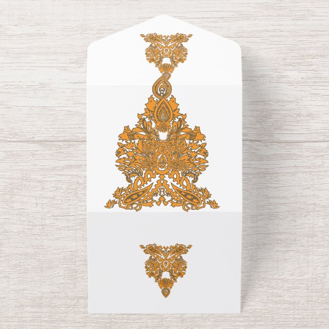 Floral Skull Design | Gothic Red Black Art Pattern All In One Invitation (Outside)