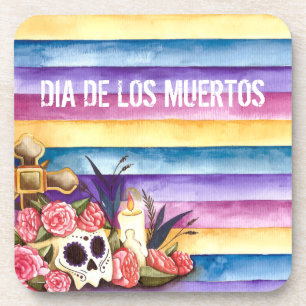 Floral Skull Dia de los Muertos Coaster