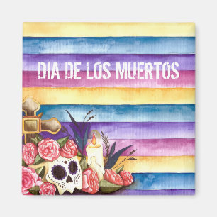 Floral Skull Dia de los Muertos   Magnet