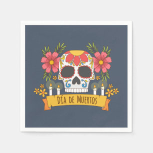 Floral Skull Dia de los Muertos   Napkin