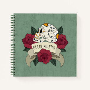 Floral Skull Dia de los Muertos   Notebook