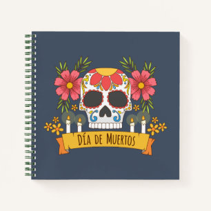 Floral Skull Dia de los Muertos   Notebook