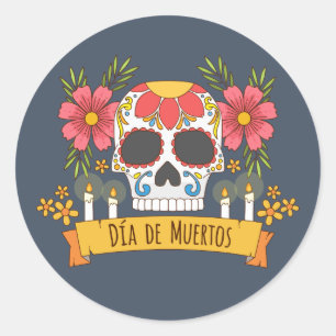 Floral Skull Dia de los Muertos   Sticker