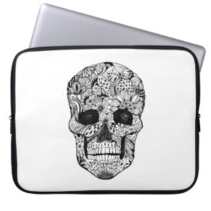 Floral Skull Doodle Laptop Sleeve