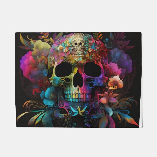 Floral Skull Doormat (Front)