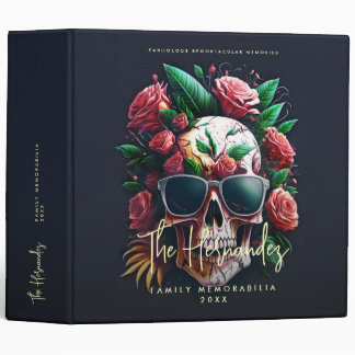 Floral Skull Family Name Halloween Photo Album Binder
