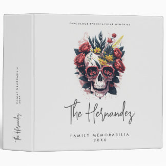 Floral Skull Family Name Halloween Photo Album Binder