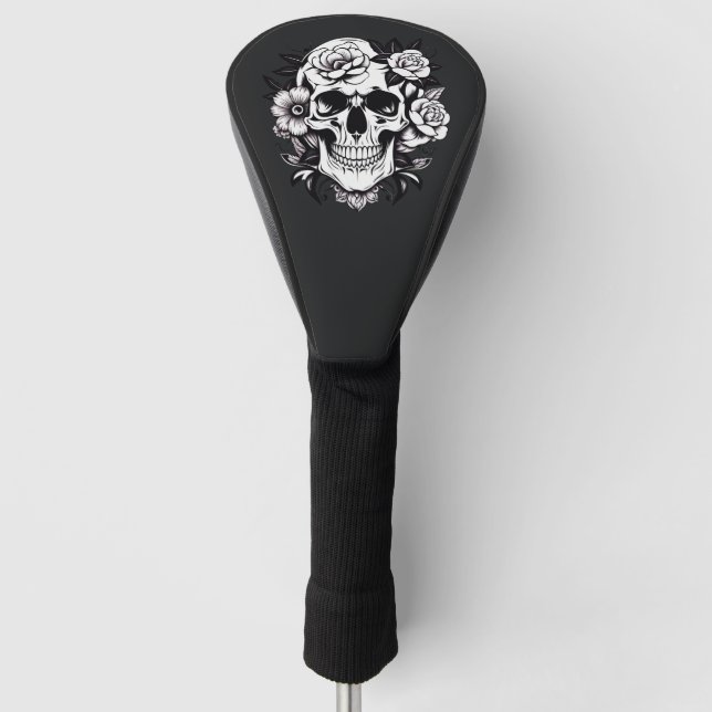 Floral Skull Golf Head Cover (Front)