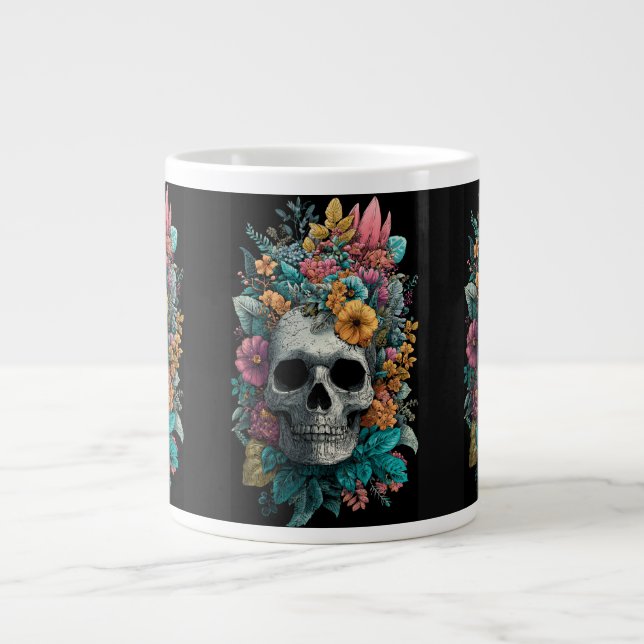 Floral Skull – Goth Botanical Art Specialty Mug (Devant)
