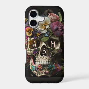 Floral Skull Goth Pagan Monogram Initials