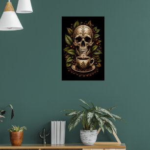 Floral Skull Gothic Vintage Graphic T-Shirt Poster
