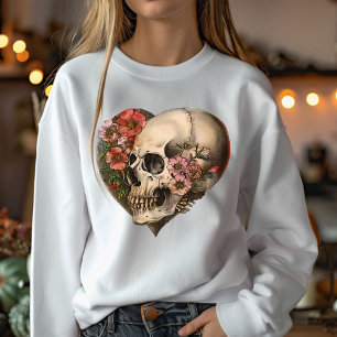 Floral Skull Heart Design Sweatshirt
