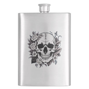 Floral Skull Hip Flask