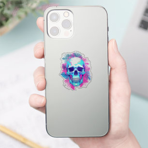 Floral Skull in Vaporwave Style