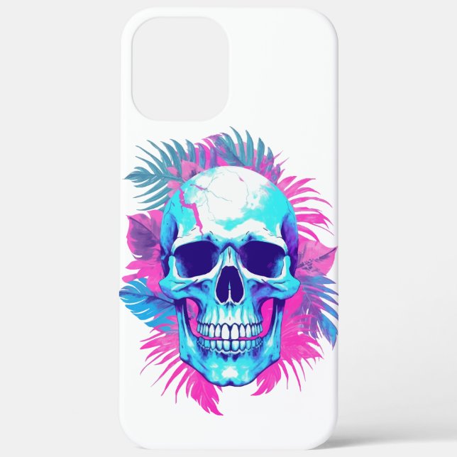 Floral Skull in Vaporwave Style Case-Mate iPhone Case (Back)