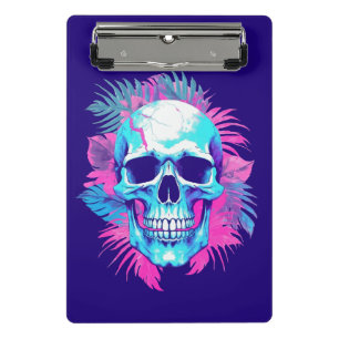 Floral Skull in Vaporwave Style Mini Clipboard
