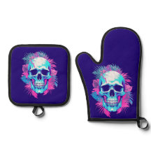 Floral Skull in Vaporwave Style