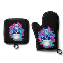 Floral Skull in Vaporwave Style