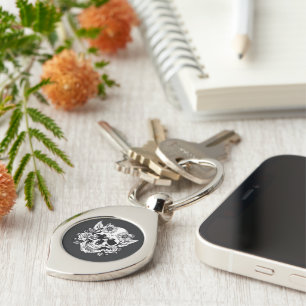 Floral Skull Keychain