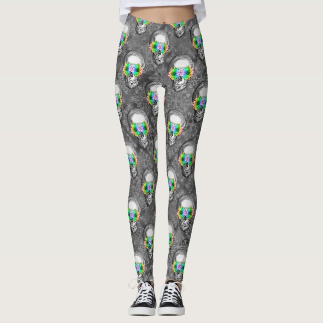 FLORAL SKULL  LEGGINGS (Front)