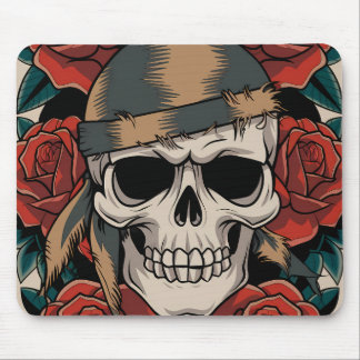 Floral skull mouse pad