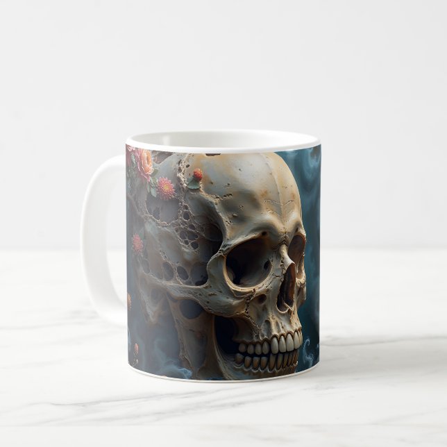 Floral Skull Mug  (Front Left)