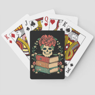 Floral Skull on your Books Playing Cards