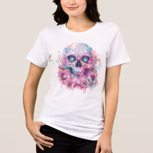Floral Skull Pastel Gothic T-Shirt Tri-Blend Shirt