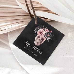 Floral Skull Personalized Halloween Favour Tags