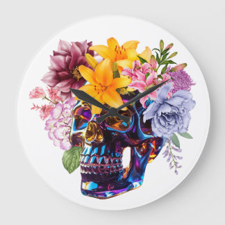 FLORAL SKULL RADIANCE LARGE CLOCK