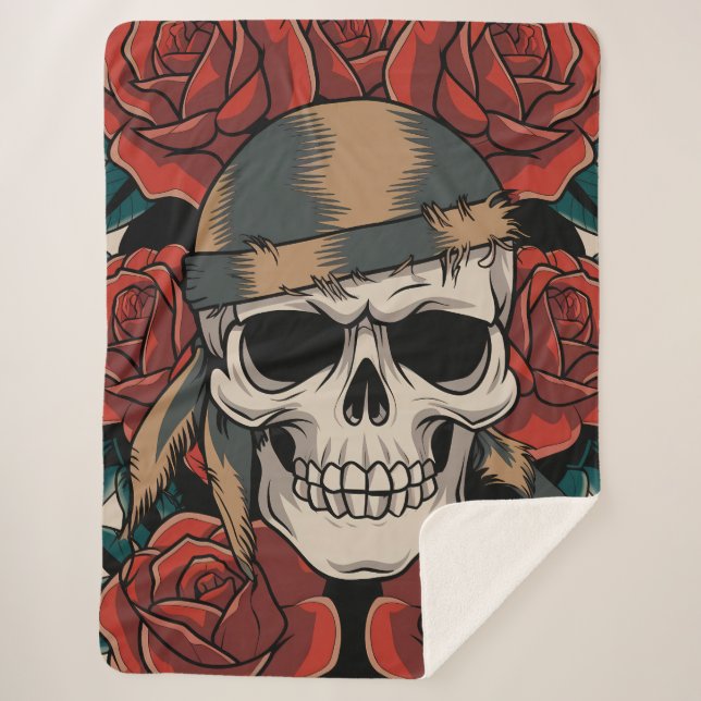 Floral skull sherpa blanket (Front)
