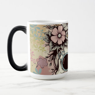Floral Skull "Stay Groovy" Retro Customizable Back Magic Mug