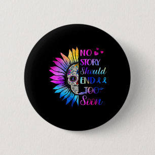 Floral Skull Suicide Awareness Mental Health 1 2 Inch Round Button