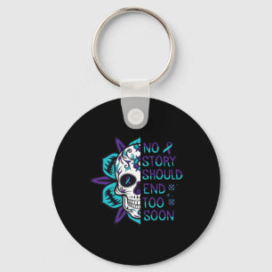 Floral Skull Suicide Awareness Mental Health Keychain