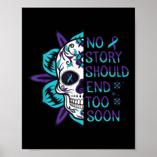 Floral Skull Suicide Awareness Mental Health Poster