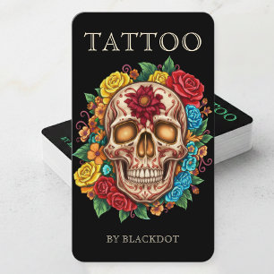 Floral Skull Tattoo Artist Professional Tattooist Business Card
