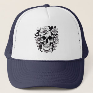 Floral Skull Trucker Hat