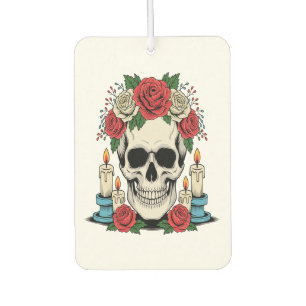Floral Skull with Candles Halloween Air Freshener