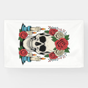 Floral Skull with Candles Halloween Banner
