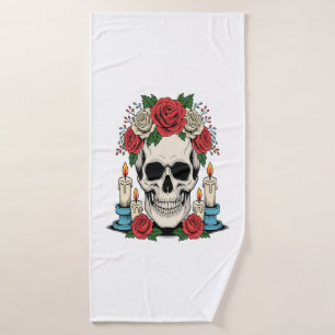 Floral Skull with Candles Halloween Bath Towel