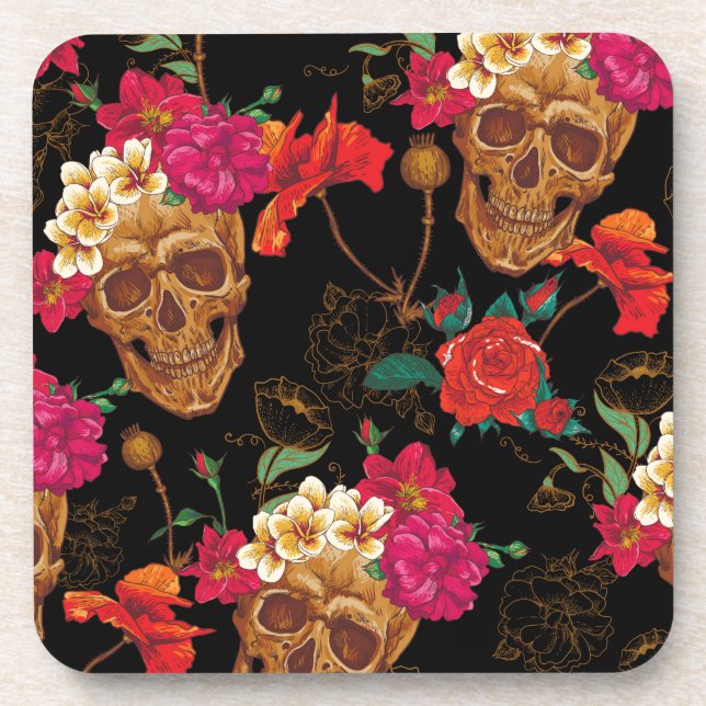 floral Skulls Coaster (Front)