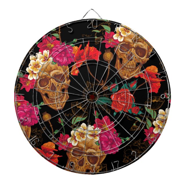 floral Skulls Dartboard (Front)