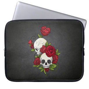 Floral Skulls Dia de los Muertos   Laptop Sleeve