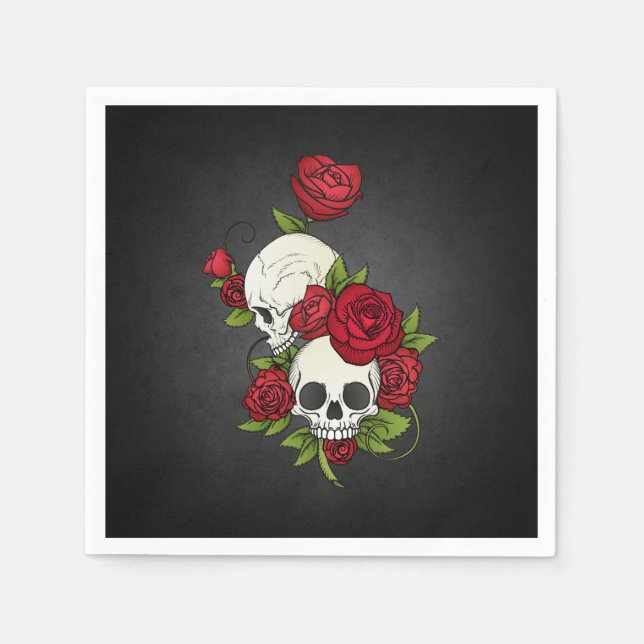 Floral Skulls Dia de los Muertos | Napkin (Front)
