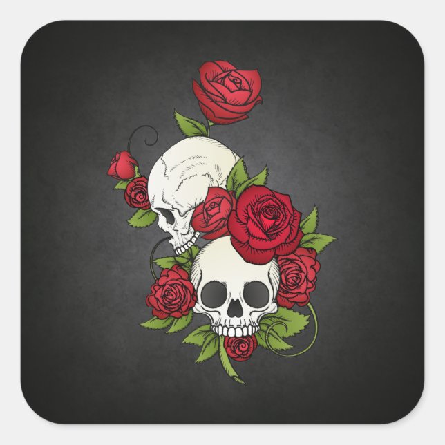 Floral Skulls Dia de los Muertos | Sticker (Front)