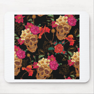 floral Skulls Mouse Pad