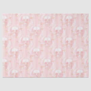 Floral Skulls on Light Pink Decoupage Tissue Paper