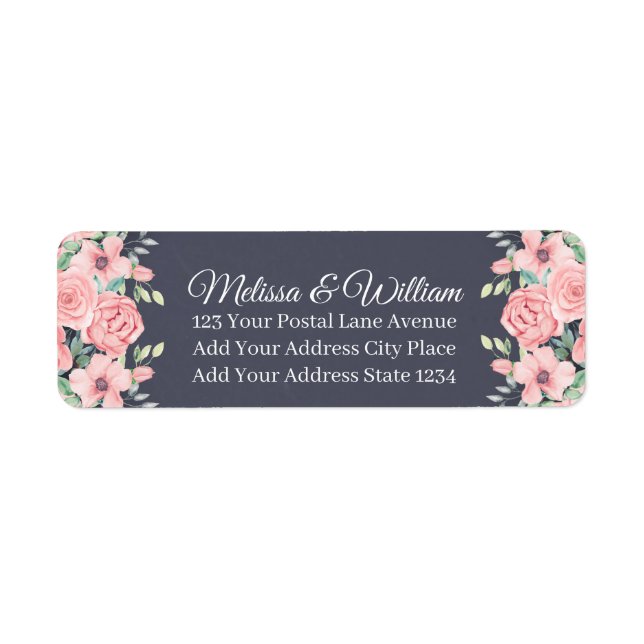 Floral Slate Grey Mariage Adresse de retour (Devant)