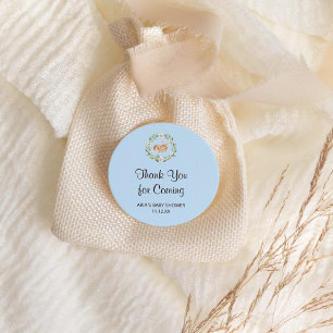 Floral Sleeping Deer Boy Baby Shower Favour Classic Round Sticker