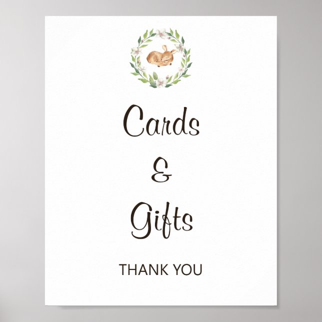 Floral Sleeping Deer Cards & Gifts Sign (Front)